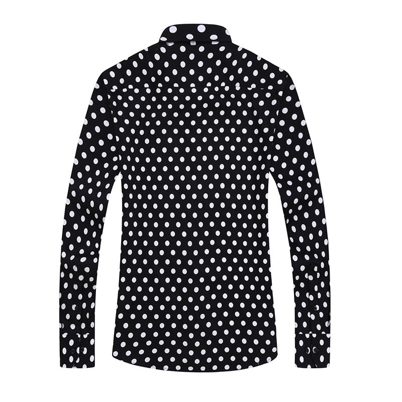 Black White Polka Dot Shirt  Casual Business Social Formal Shirt