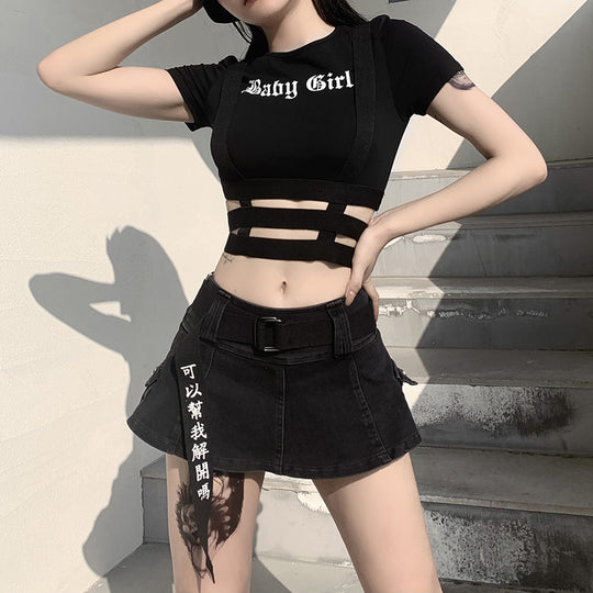 Flirty & Fashionable: Crop Top O-Neck T-Shirt For Female