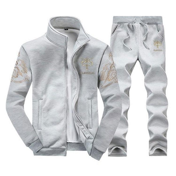 Men's Zipper Sweat Suit Set